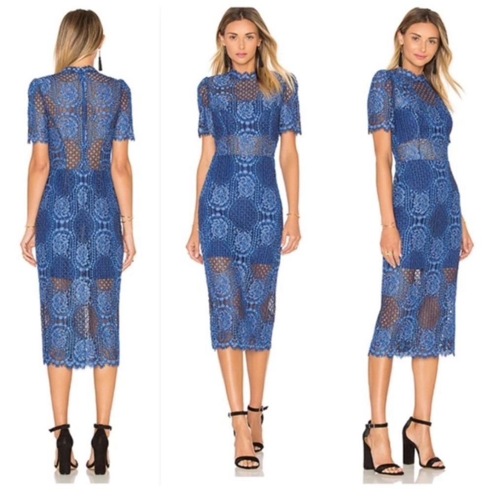 Alexis blue lace midi dress
